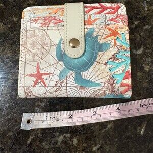 Unbranded Wallet Womens Multicolor Sea Turtle Nautical RFID Bifold Zip